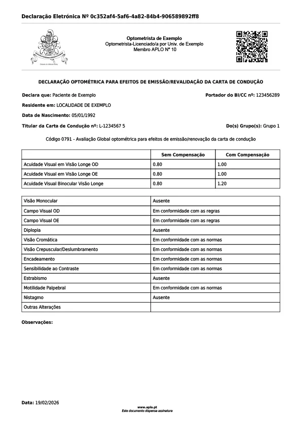 Relatório de Carta de Condução