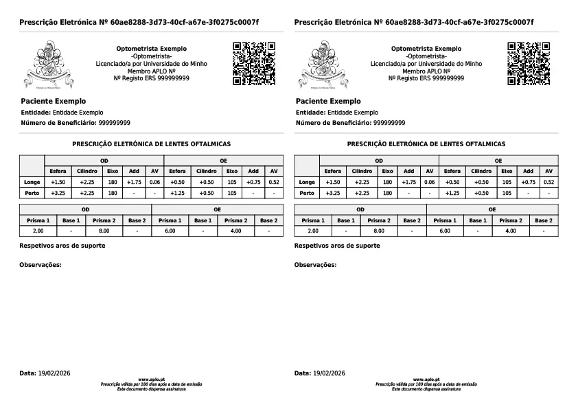 Prescrição de Lentes Oftalmicas